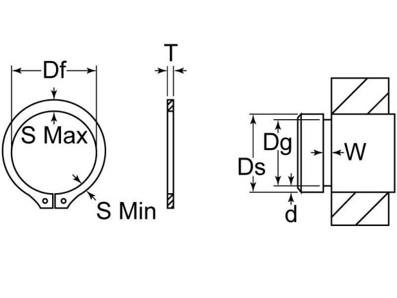 Rotor Clip - External Self-Locking Retaining Ring: 3/16″ Shaft Dia