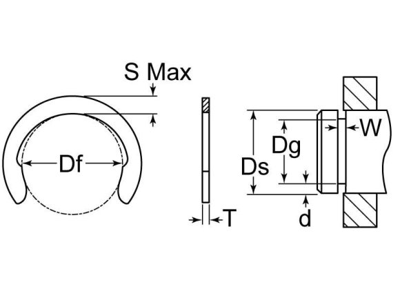 Crescent External Retaining Ring Clip 3 mm CS Phos