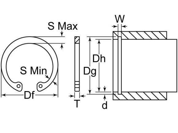 Rotor Clip - 2-1/2″ Bore Diam, Steel Internal Snap Retaining Ring