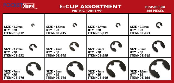 300 Piece E-Clip Assortment