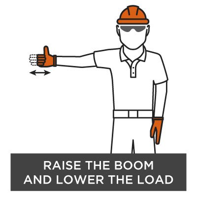 Crane Hand Signal - Raise Boom, Lower Load